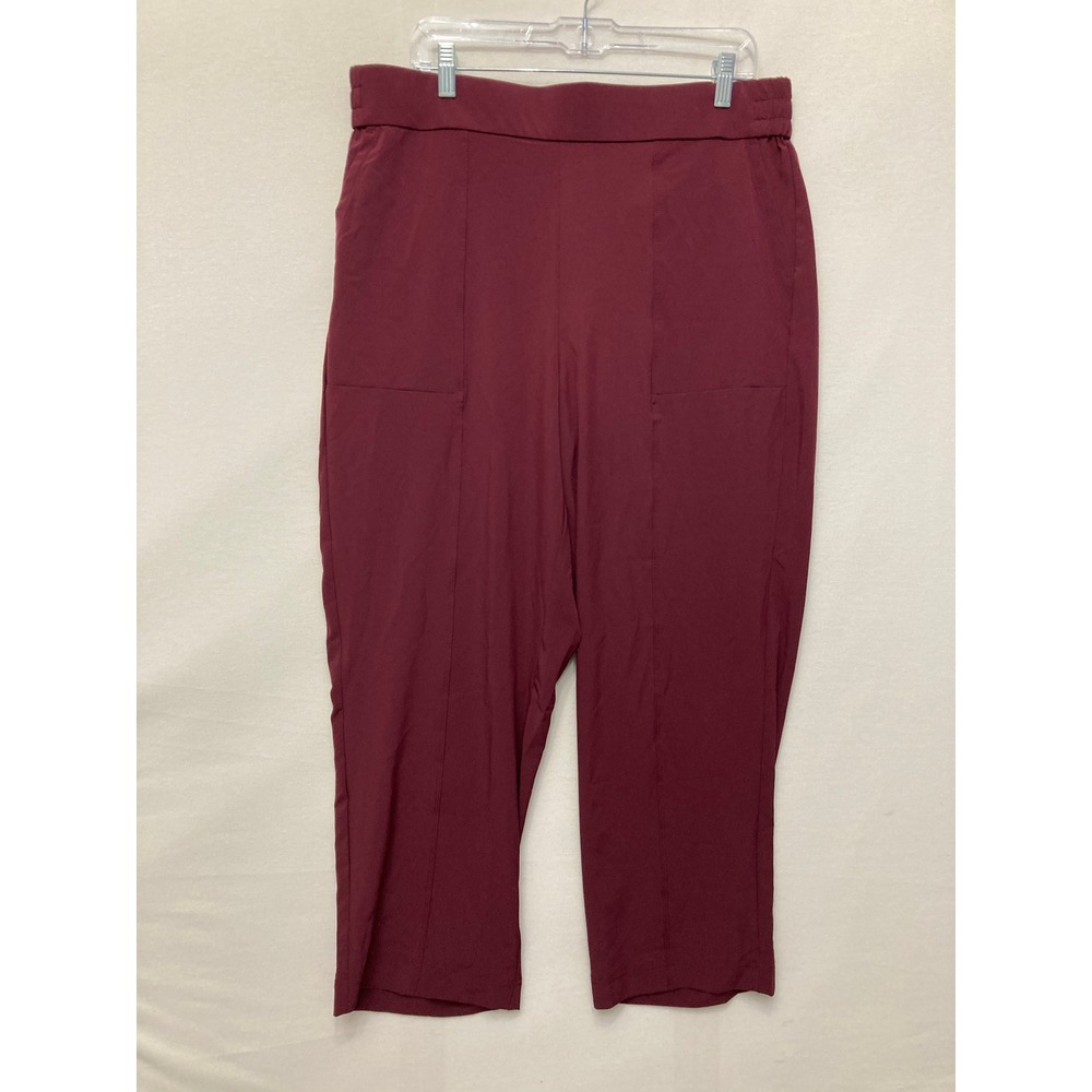 Lou & Grey Ankle Pants XL Burgundy Elastic Waist Stretch Casual Comfort